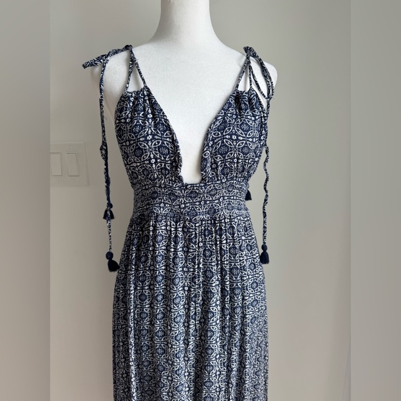Lulus Field Day Navy Maxi Dress Strappy Summer Vacation Boho Women’s XS - Picture 4 of 13